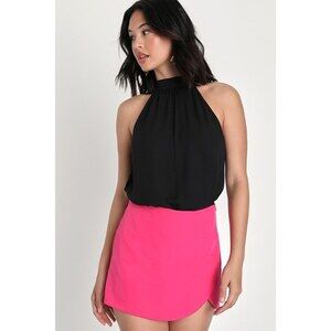 Lulus Finest Feelings Hot Pink Faux-wrap Skort - Size XS